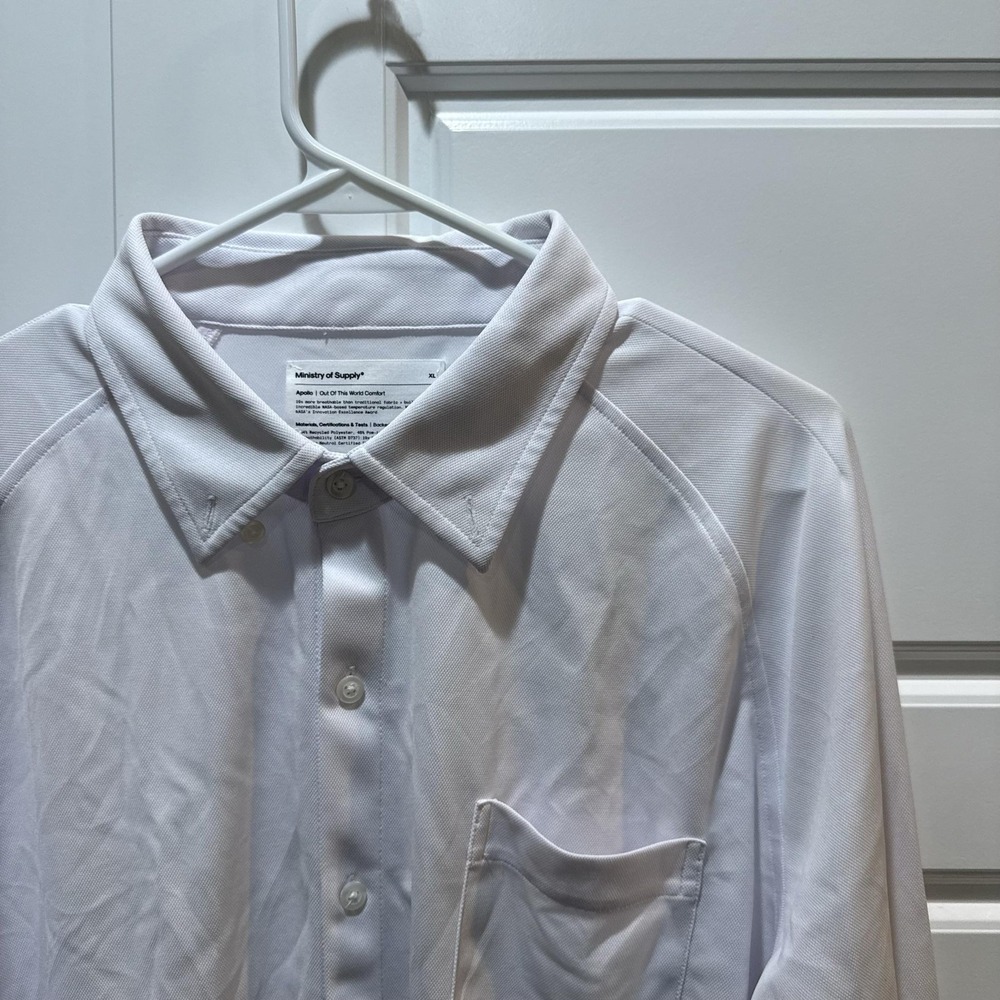 Ministry Of Supply Apollo Shirt Mens XL White Solid Knit Dress Long Sleeve